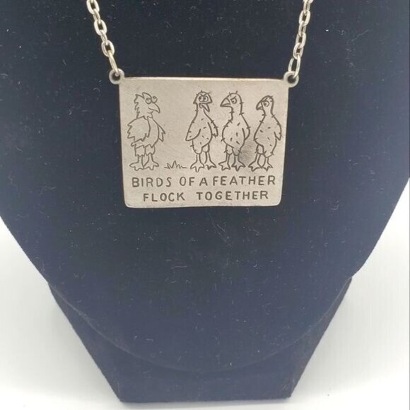Famous Quotes in Pewter Necklace 18 in Birds of a Feather Flock Together - Picture 1 of 4